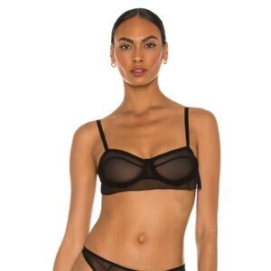 OW Collection Moss Mesh Bra M Underwire Cups Unpadded Strappy Black NWT